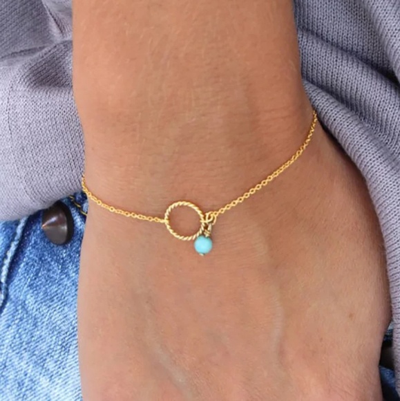 simple dainty round circle Turquoise bracelet Jewelry - Simple Minimalist Dainty Bracelet Circle Turquoise